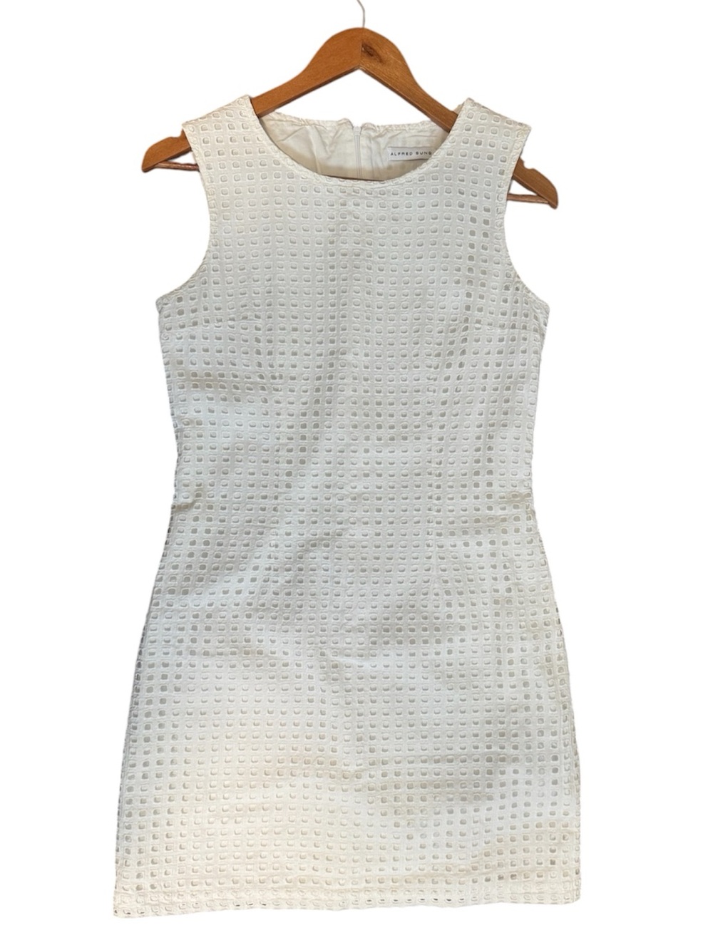 White Cotton Dress Size 4 Alfred Sung